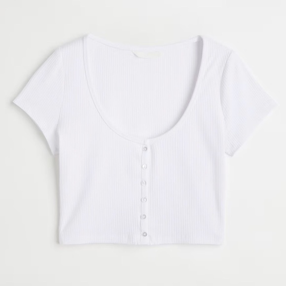 H&M Cropped Ribbed Tee - Picture 1 of 9